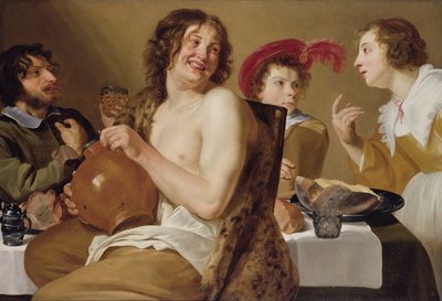 Figure che mangiano e bevono intorno a un tavolo, 1634 da Theodor Rombouts
